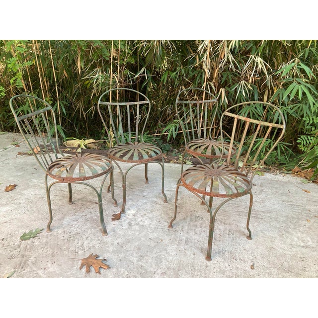 Francois Carre Francois Carre Distressed Petite Garden Chairs - Set of 4 For Sale - Image 4 of 12