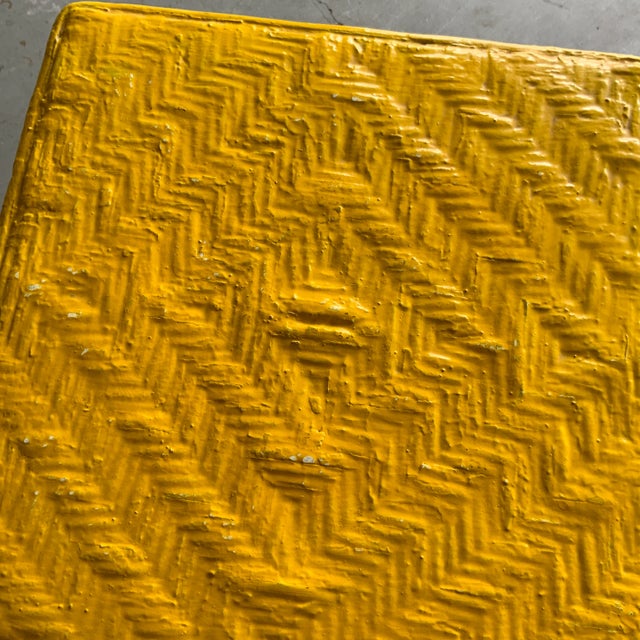 1980s Vintage Bright Yellow Wicker Side Table For Sale - Image 4 of 7