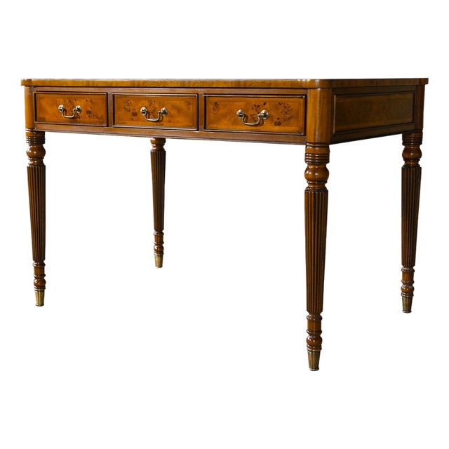 Traditional Style Burled Writing Table For Sale