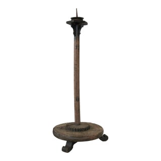 Early 18th Century Primitive Wood Candlestick For Sale