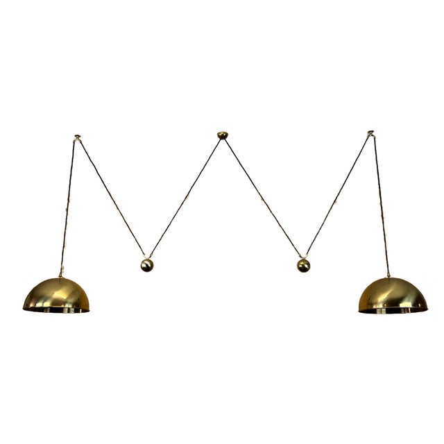 Mid-Century Brass Double Counterbalance Pendant Lamp by Florian Schulz For Sale - Image 14 of 14