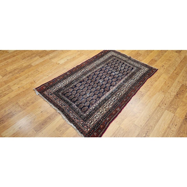 Antique Persian Malayer Rug, Hand-Knotted Wool, Paisley Pattern, 4x6, Navy & Ivory For Sale - Image 4 of 14