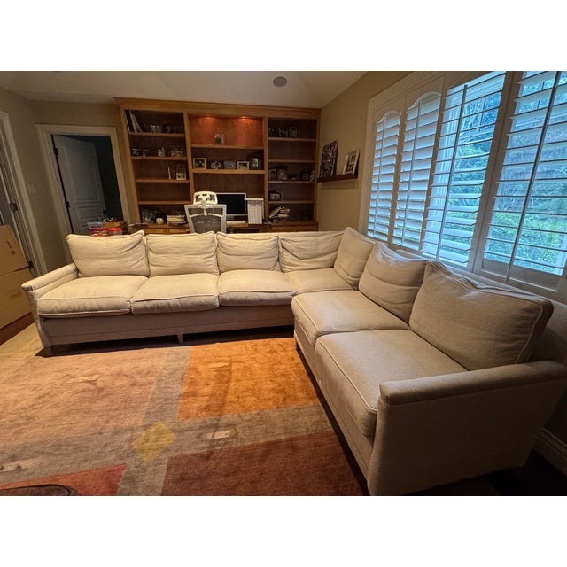 Serena & Lily Serena & Lily Spruce Street L-Sectional - Right-Facing | Chunky Linen Natural | Mint Condition For Sale - Image 4 of 10