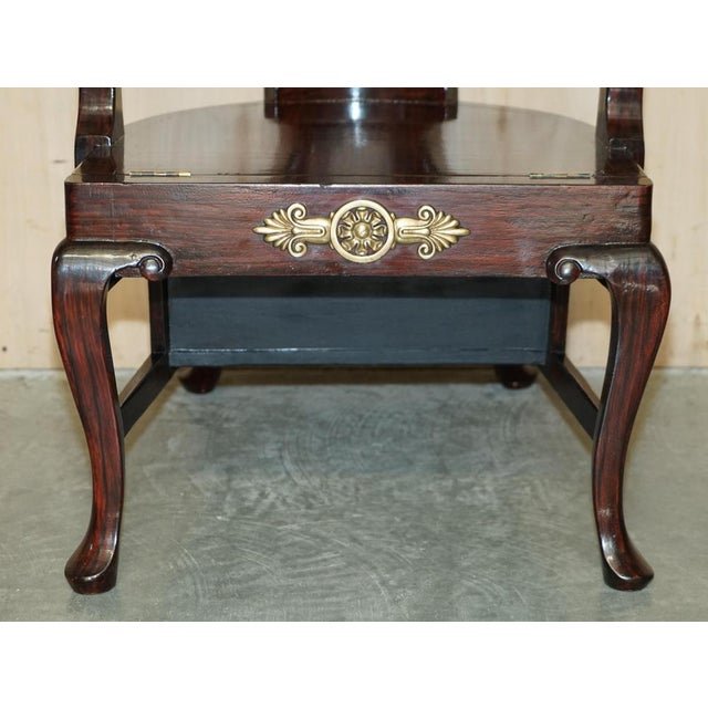 Metal Empire Revival Hardwood Gilt Metal Metamorphic Library Steps Armchairs, Set of 2 For Sale - Image 7 of 18