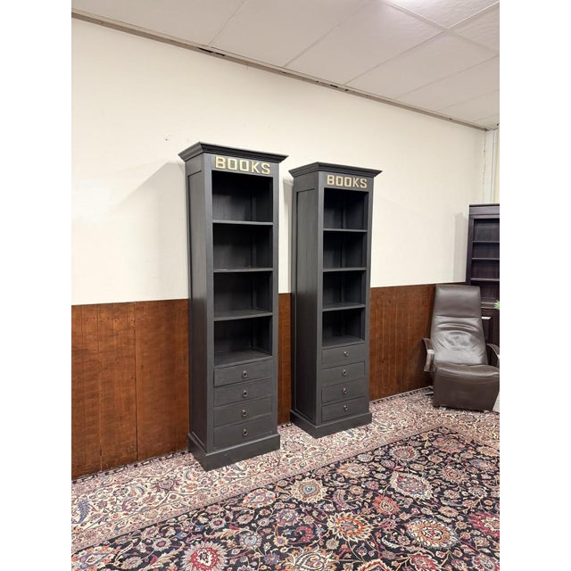 English Black Teak Bookcases, Set of 2 For Sale - Image 16 of 16