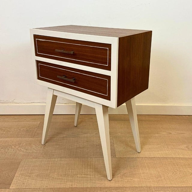 Vintage Beech and Teak Nightstand, Spain, 1960s For Sale - Image 4 of 7