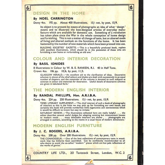 "Colour in Everyday Rooms With Remarks on Sundry Aspects of Decoration" 1934 Ionides, Basil For Sale - Image 10 of 12