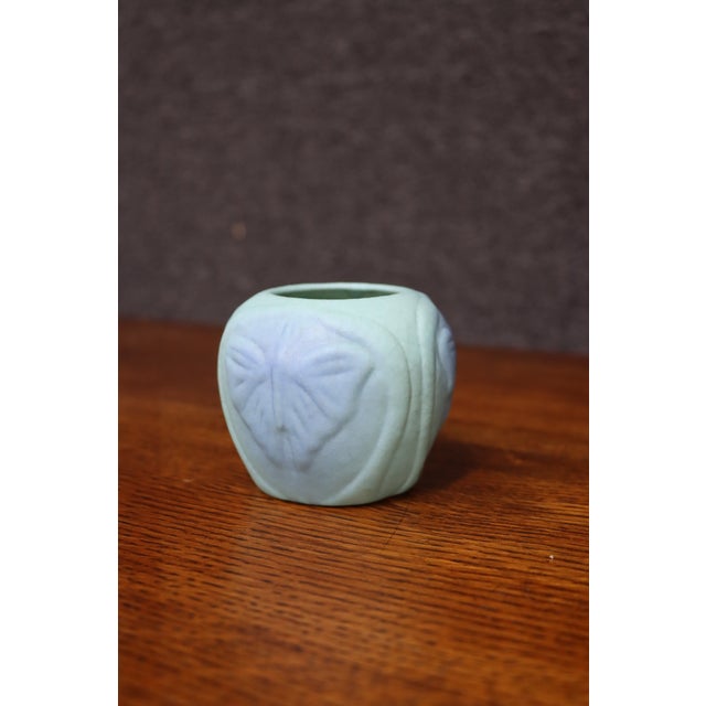 Mid 20th Century Van Briggle Butterfly Vase, Ming Blue Matte Glaze For Sale - Image 5 of 9