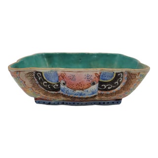 Antique Chinese Guangxu Period Famille Rose Moth Bowl For Sale