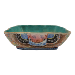 Antique Chinese Guangxu Period Famille Rose Moth Bowl