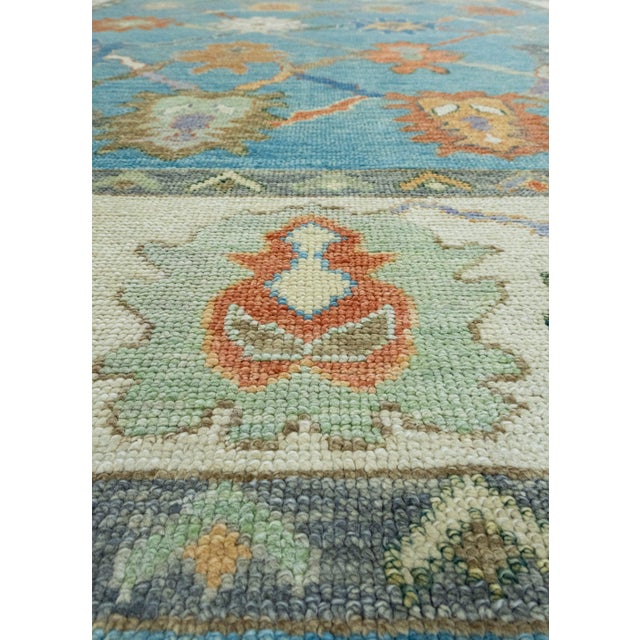Early 21st Century Blue & Orange Turkish Oushak Rug 8'4" x 10'3" For Sale - Image 5 of 8