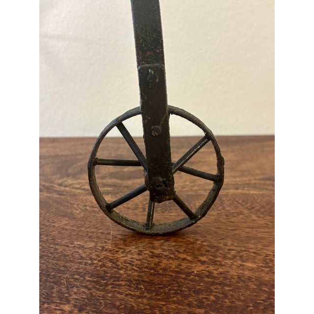 Antique Iron Penny-Farthing Bicycle Sculpture With Working Pedals For Sale - Image 9 of 9
