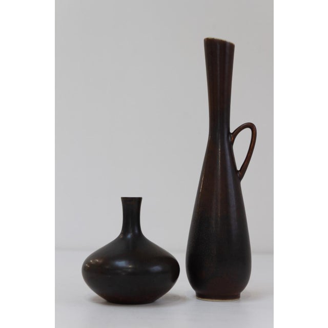 Rörstrand Stoneware Vases by Carl-Harry Stålhane for Rörstrand, Sweden, 1950s, Set of 2 For Sale - Image 4 of 16
