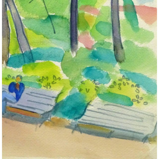 French Madeleine Scali, Vintage French Watercolor - Paris Park For Sale - Image 3 of 5