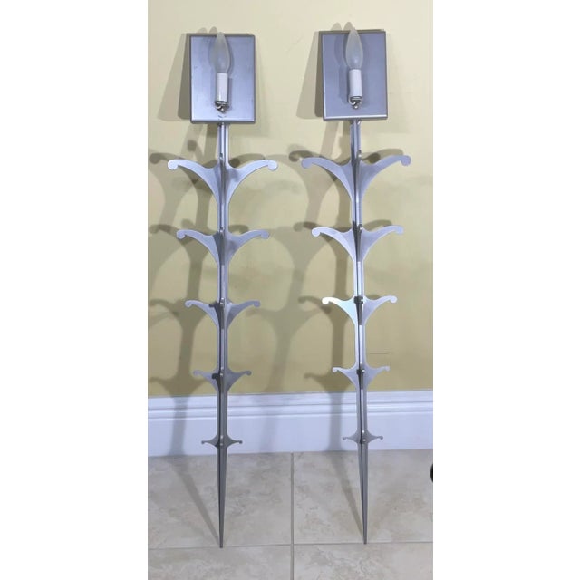 Pair of Midcentury Steel Wall Scones For Sale - Image 12 of 12
