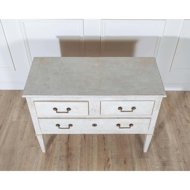 French French Painted Chest of Drawers with Brass Pulls, circa 1920 For Sale - Image 3 of 8