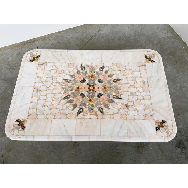 Contemporary Large Italian Pietra Dura Marble Mosaic Coffee Table For Sale - Image 3 of 16