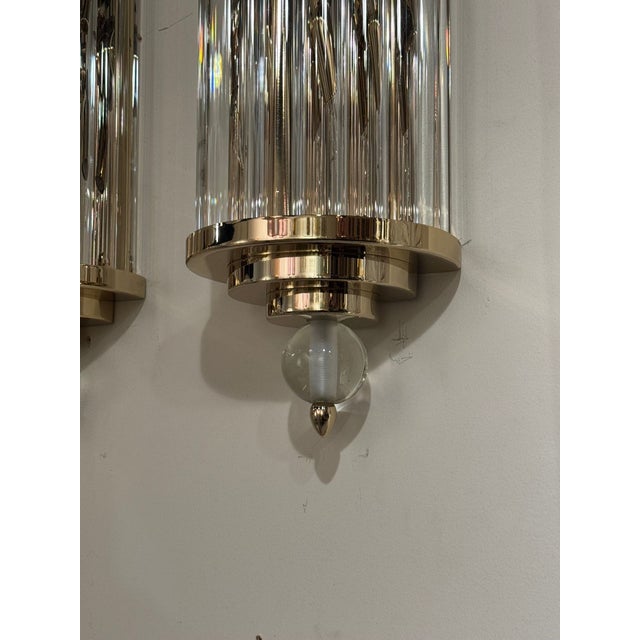 Pair of Murano Glass and Brass Barber Sconces For Sale - Image 4 of 7