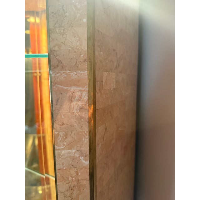 Wood Vintage Lighted Tessellated Stone Display Case, Attributed For Sale - Image 7 of 11