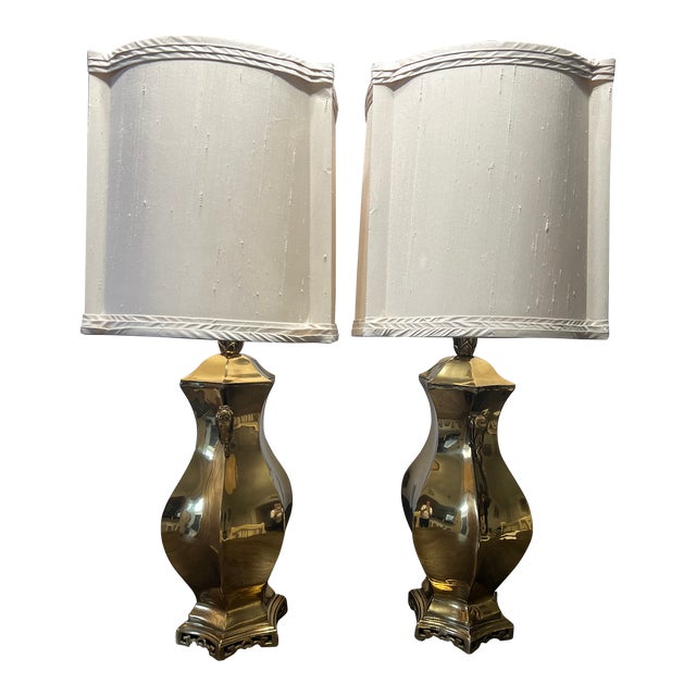 Mid-Century Marbro Brass Lamps - a Pair For Sale