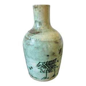 Jacques Blin Green Sgraffito Bud Vase Signed 1960s