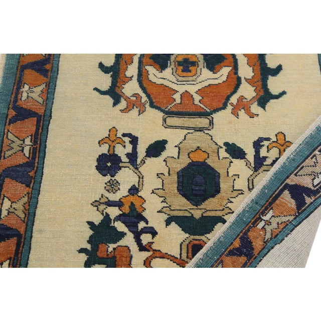 Beige Boho Chic Ziegler Ivory/Rust Wool Runner Rug- 2'8'' X 10'4'' For Sale - Image 8 of 10
