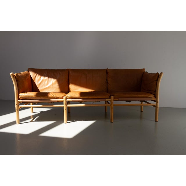 Arne Norell Three-Seater Ilona Safari Sofa in Leather by Arne Norell, Sweden, 1970s For Sale - Image 4 of 18