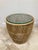 Boho Chic Rattan Drum Table with Glass inset top. Beautiful Design and quality construction in natural original rattan...