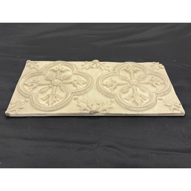 6" x 12" Croix du Roi decorative and dimensional ceramic border with a cream glaze and a matte crackled finish. Tiles are...