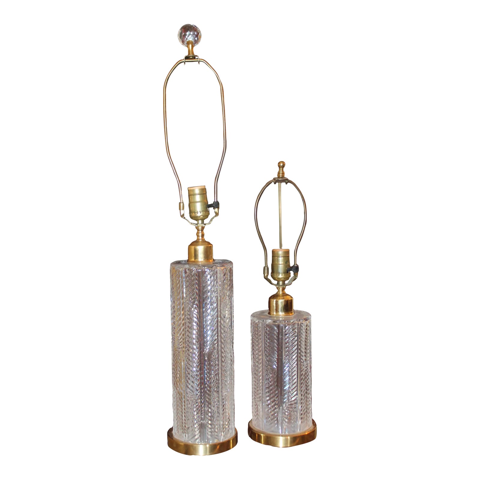 Mid Century Modern Waterford Crystal Herringbone Pattern Table Lamps ...