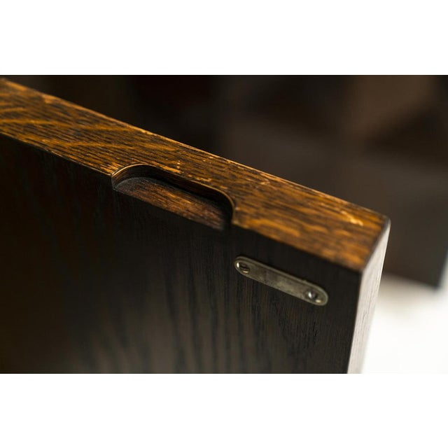 Wood Brutalist Sideboard in Dark Stained Oak from Defour, Belgium, 1970s For Sale - Image 7 of 11