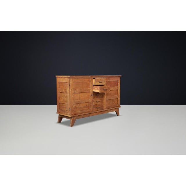 Patinated Oak Sideboard by René Gabriel, France, 1940s For Sale - Image 4 of 9