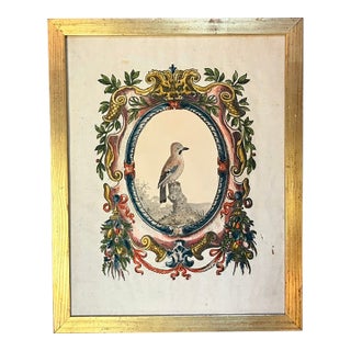 Early Bird Print in a Giltwood Frame, Signed by a Connecticut Gallery on Back Side For Sale