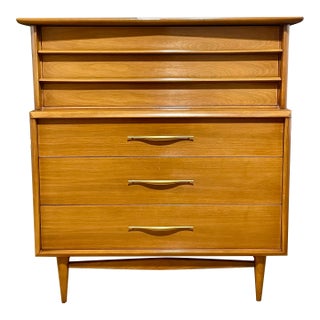 1960s Kent Coffey Foreteller Mid Century Walnut Highboy Dresser For Sale
