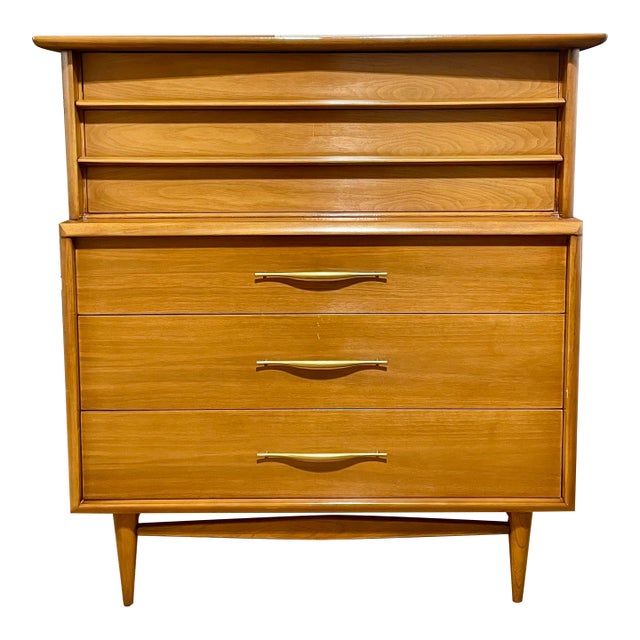 1960s Kent Coffey Foreteller Mid Century Walnut Highboy Dresser For Sale