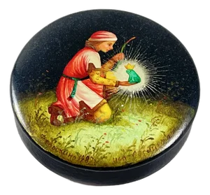 Russian Lacquer Fedoskino Box, Prince Ivan & the Princess Frog