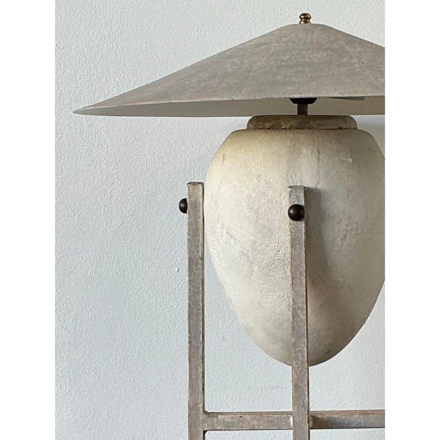 Metal Vintage Postmodern Table Lamp After Max Blumberg For Sale - Image 7 of 12