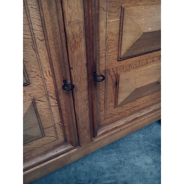 Brutalist Handcrafted Oak 2 Door Cabinet, Belgium, 1950s For Sale - Image 15 of 18