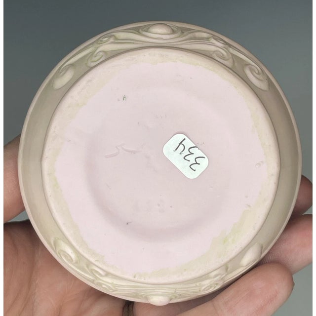 Pink Rare Antique Schafer & Vater Pink Bisque Porcelain Figural Lady Hatpin Holder For Sale - Image 8 of 12