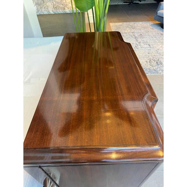 2000 - 2009 Barbara Barry for Henredon Reeded Walnut and Ivory Chest / Bar Cabinet For Sale - Image 5 of 12