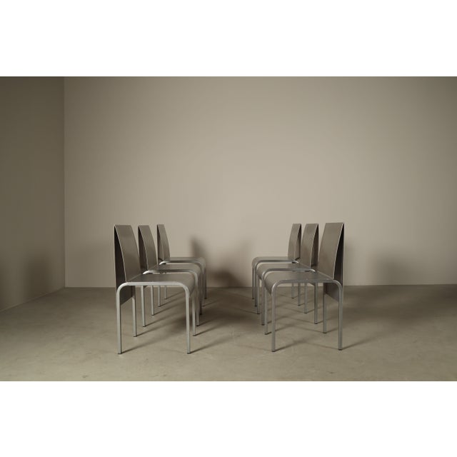 Postmodernist Stainless Steel Dining Chairs, 1980-1990, Set of 6 For Sale - Image 16 of 16