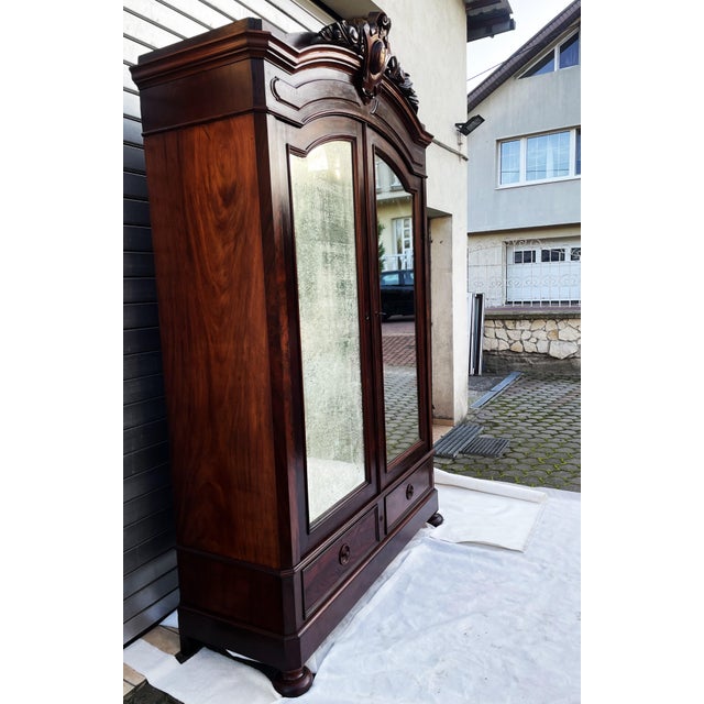 French Palace Wardrobe in Mahogany, 1860 For Sale - Image 9 of 18