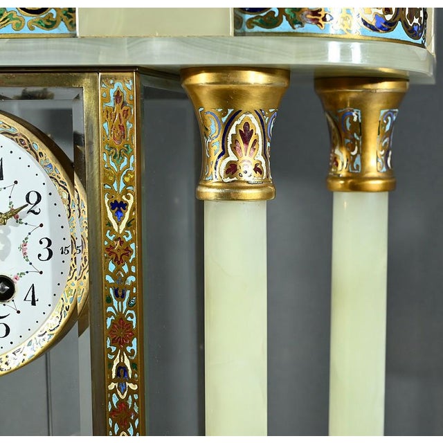 Napoleon III Clock with Columns in Onyx and Enamels, 19th Century For Sale - Image 11 of 18