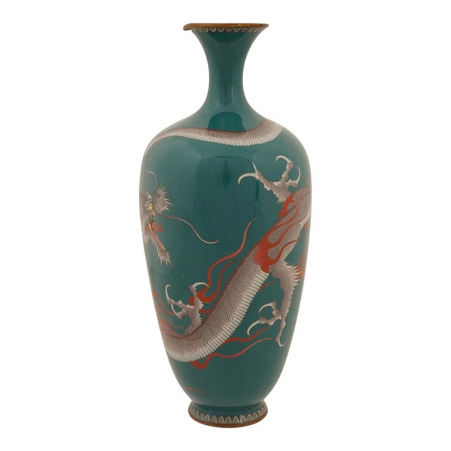 Large Japanese Meiji Cloisonne Enamel Dragon Vase For Sale - Image 4 of 9