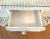 Wood Vintage White Rectangular Wicker & Bamboo Desk, Console or Vanity With Glass Top, Drawer For Sale - Image 7 of 10