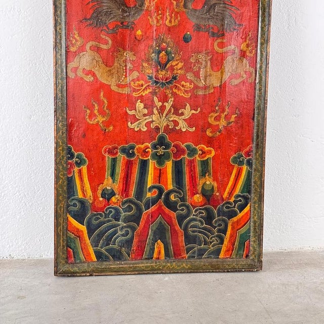 Tibetan Hand-Painted Monastery Door Panel, 1890s For Sale - Image 12 of 18