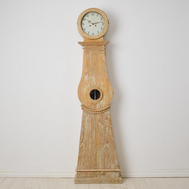 Gustavian long case clock from northern Sweden made around 1840. The clock has a straight, classic gustavian shape with...