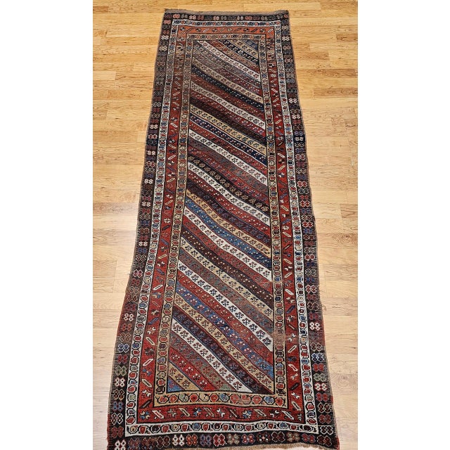 Red Antique Gendje Kazak Runner, Handwoven Wool, 19th Century Caucasus, 4' x 11' For Sale - Image 8 of 16