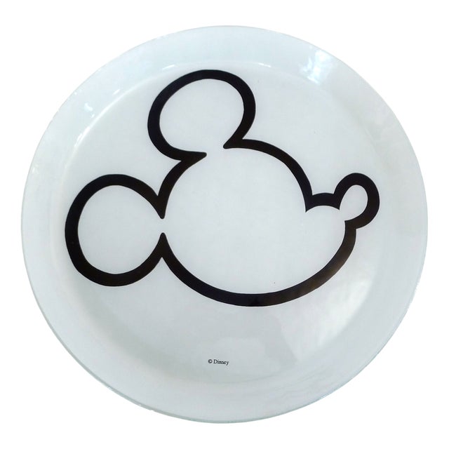 Large Vintage Mickey Mouse Glass Platter, 1980s For Sale