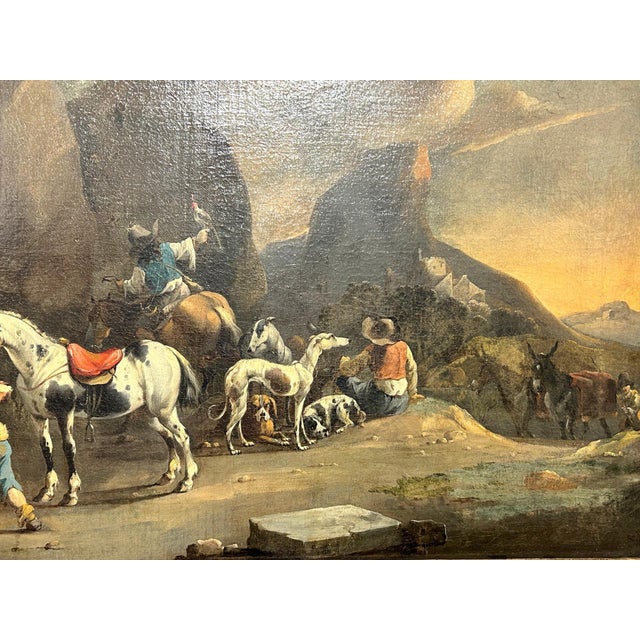Simon Van Douw, Hunting Scene with Falconer, 1600s, Painting For Sale - Image 6 of 9